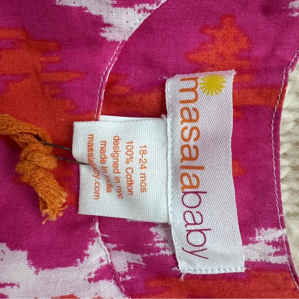 Masala Baby Fuchsia and Orange Ikat Top with Floral Ruffle Bloomers